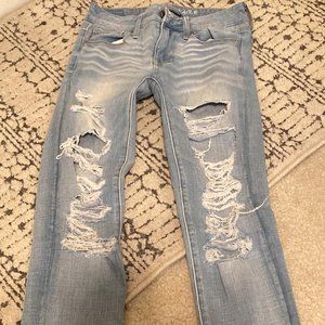 AMERICAN EAGLE JEANS SIZE 00 REG SKINNY SUPER STRETCH